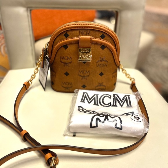 NEW! MCM Mini Anna Visetos Canvas Crossbody Bag - Picture 2 of 16